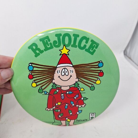 Christmas Bundle Two Ornaments Vintage Reindeer Tin Red White Candle Holiday - Picture 3 of 9